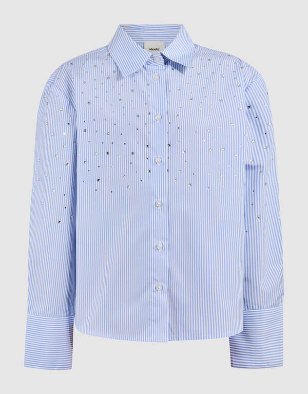 Pinstripe Strass Blouse Lichtblauw SHOEBY GIRLS