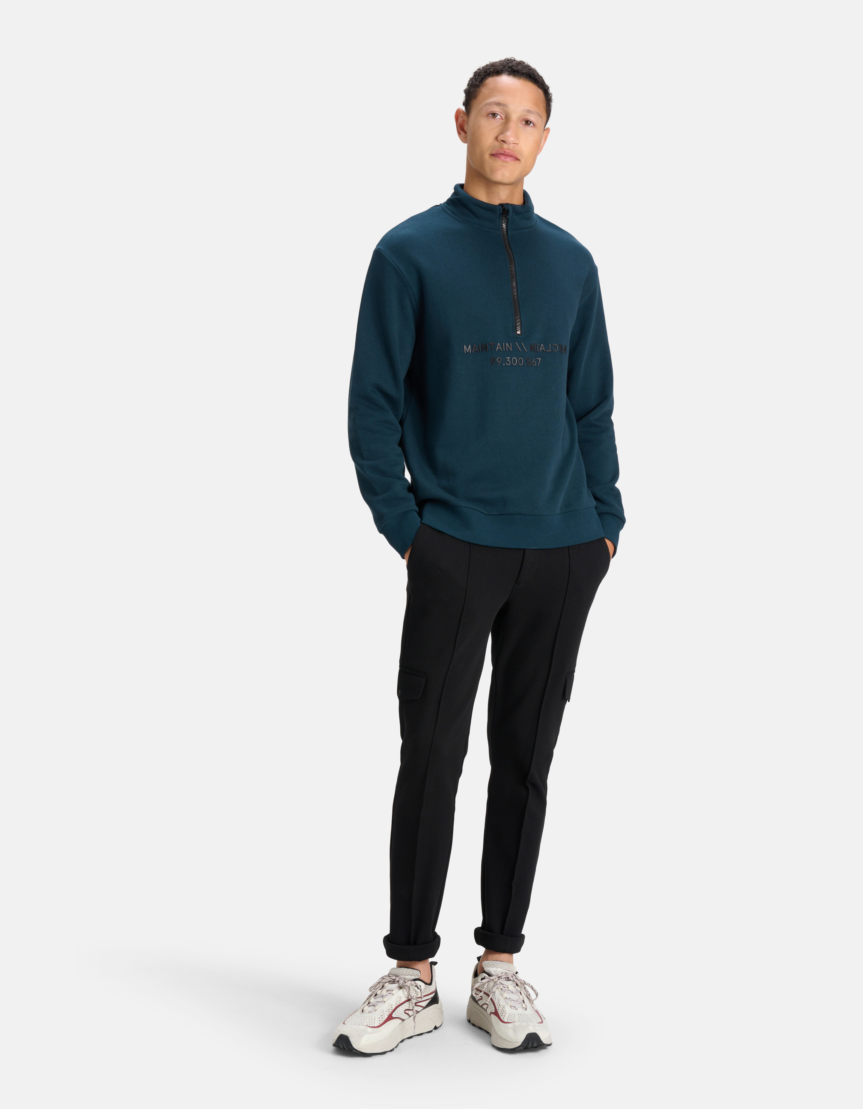 Rits Sweater Donkergroen SHOEBY MEN