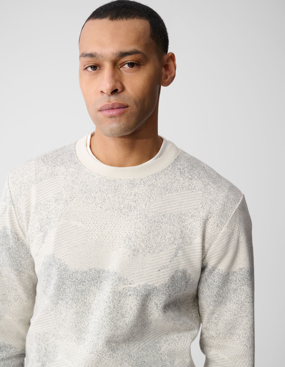 Jacquard Camo Sweater Gebroken Wit SHOEBY MEN