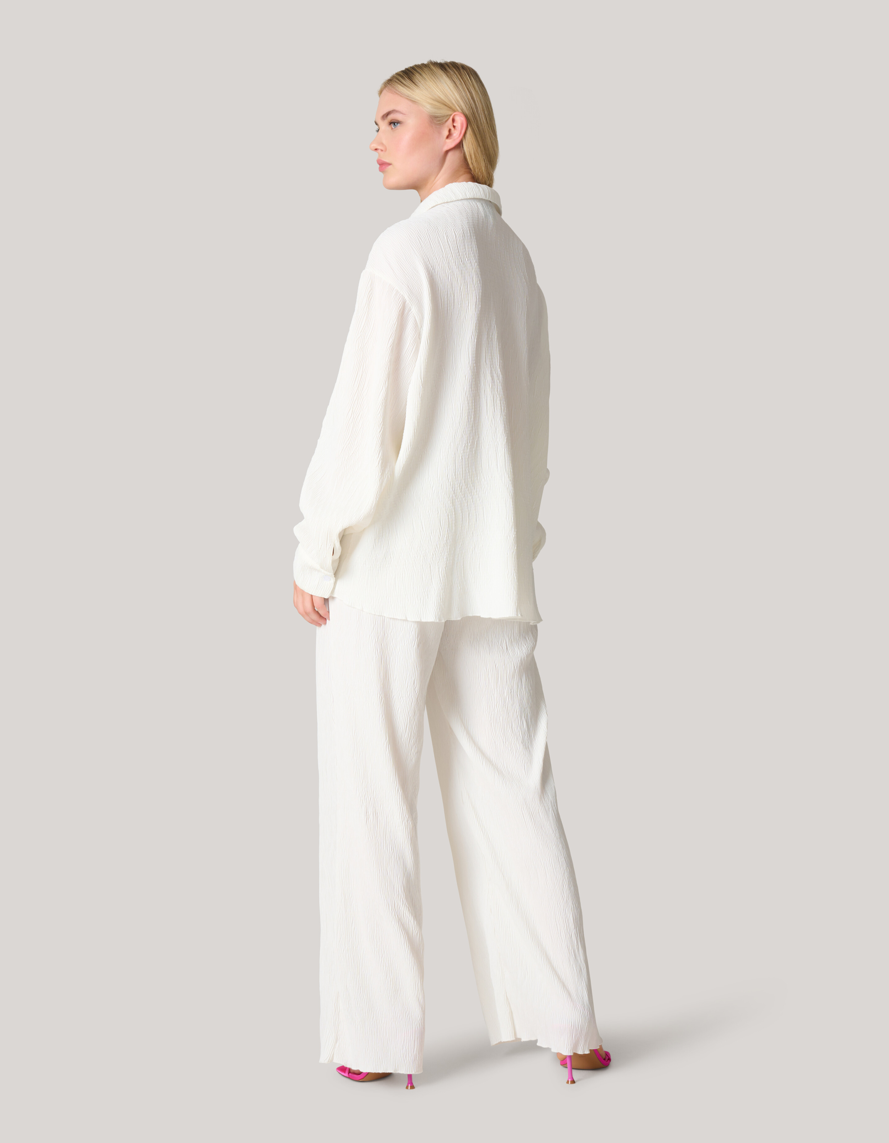 Plissé Crinkle Blouse Gebroken Wit SHOEBY WOMEN