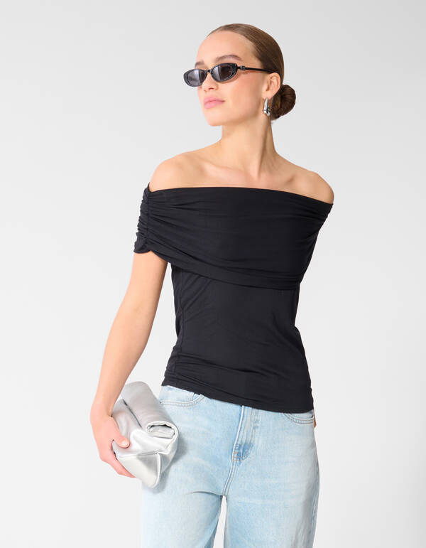 Off Shoulder Top Zwart SHOEBY WOMEN