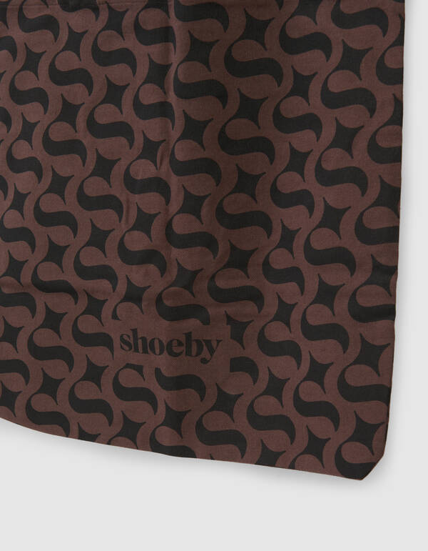 Shoeby Logo Shopper Zwart/Bruin SHOEBY ACCESSOIRES