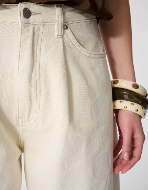 Polkadot Baggy Fit Jeans Gebroken Wit SHOEBY WOMEN