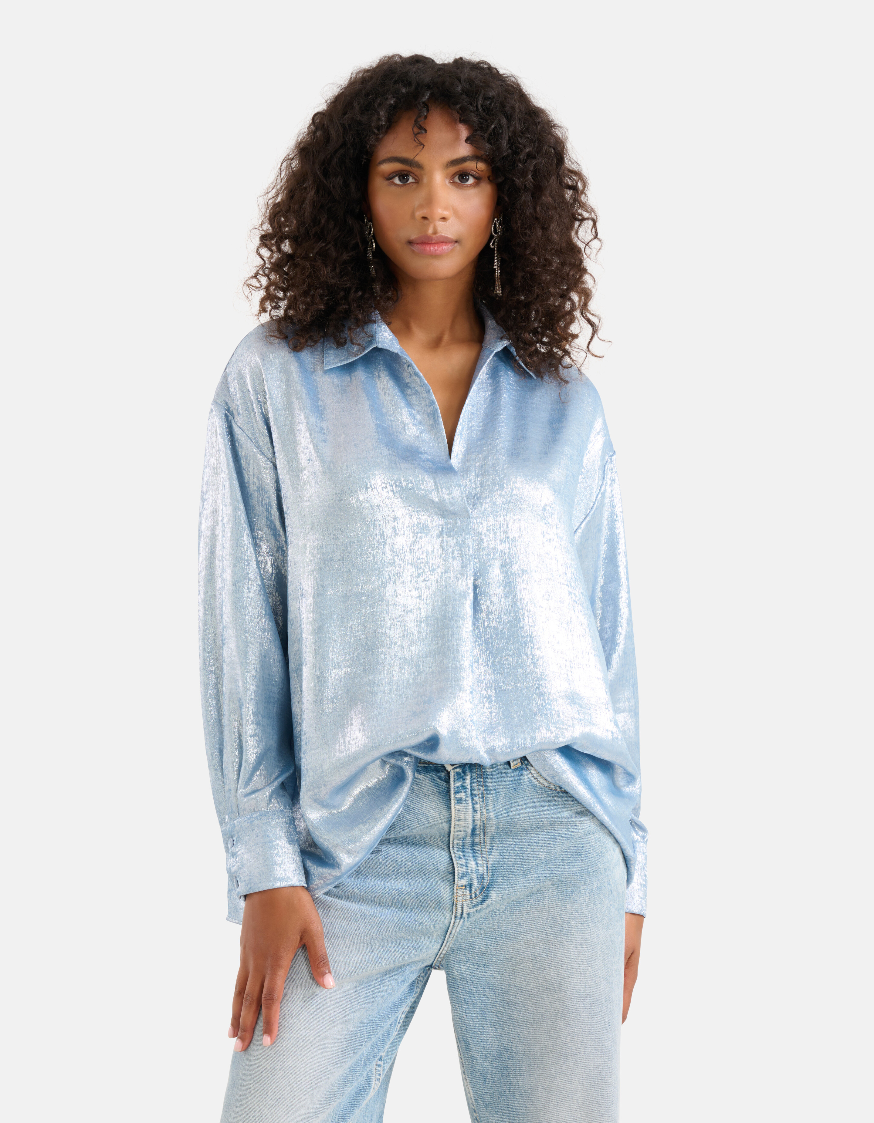 Metallic Blouse Lichtblauw SHOEBY WOMEN