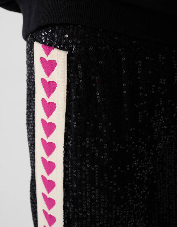 Sequin Tape Wide Leg Broek Zwart SHOEBY GIRLS