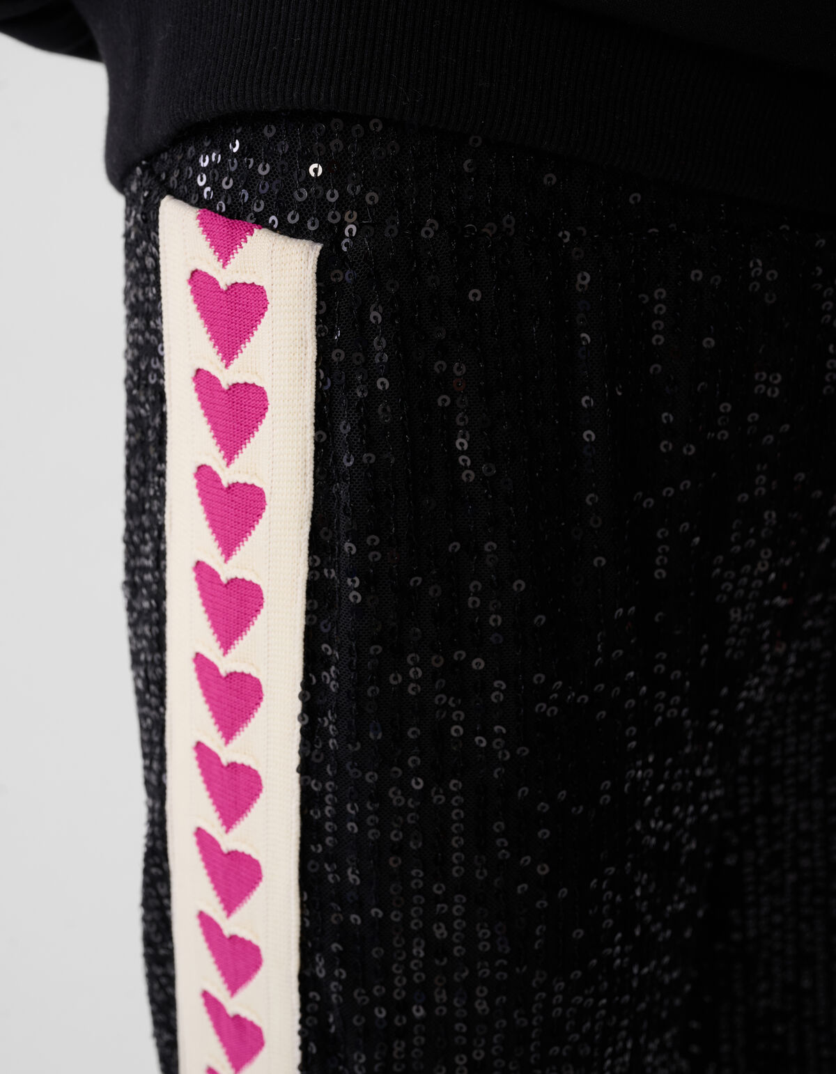 Sequin Tape Wide Leg Broek Zwart SHOEBY GIRLS