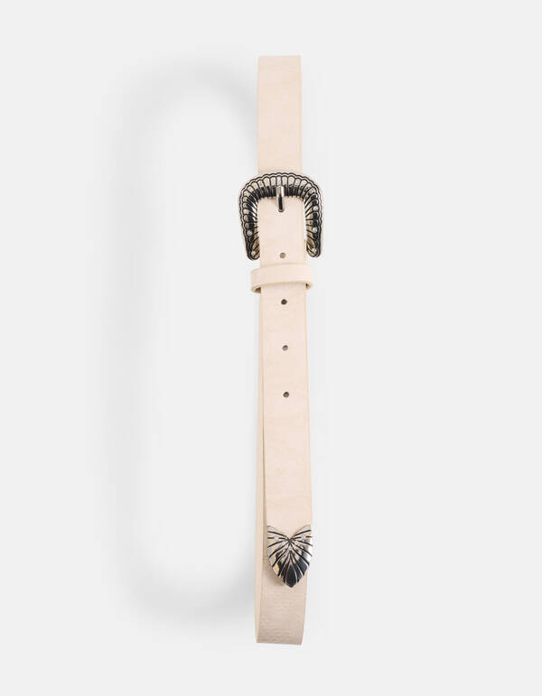 Cowboy Slangen Riem Beige SHOEBY ACCESSOIRES