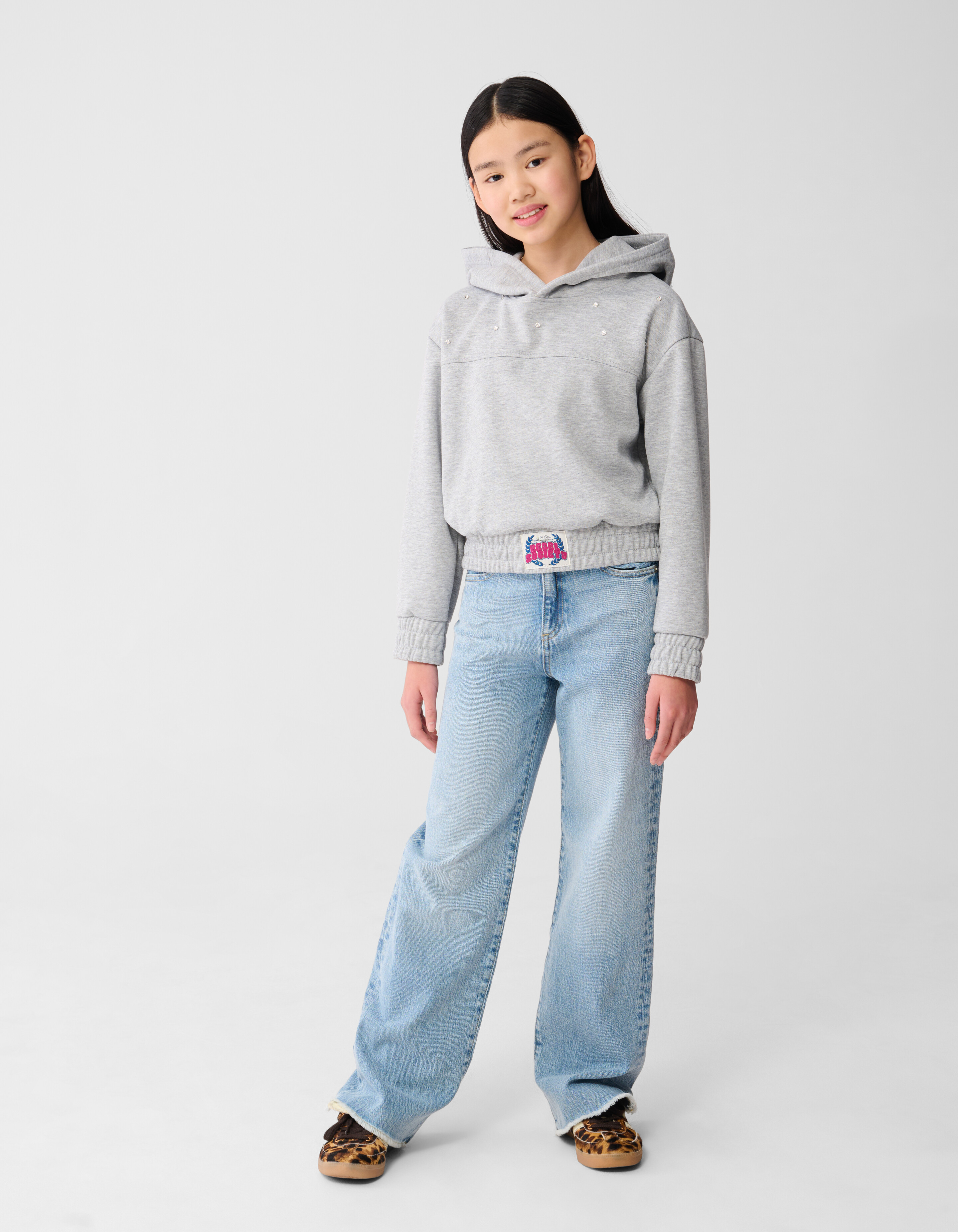 Strass Hoodie Lichtgrijs SHOEBY GIRLS