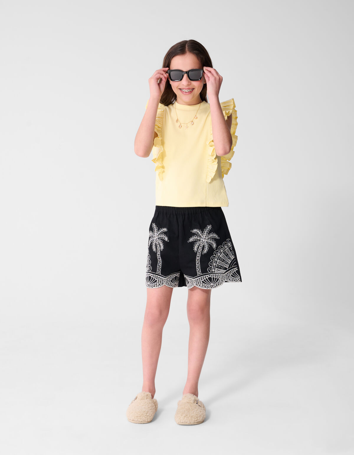 Palm Embroidery Short Zwart SHOEBY GIRLS