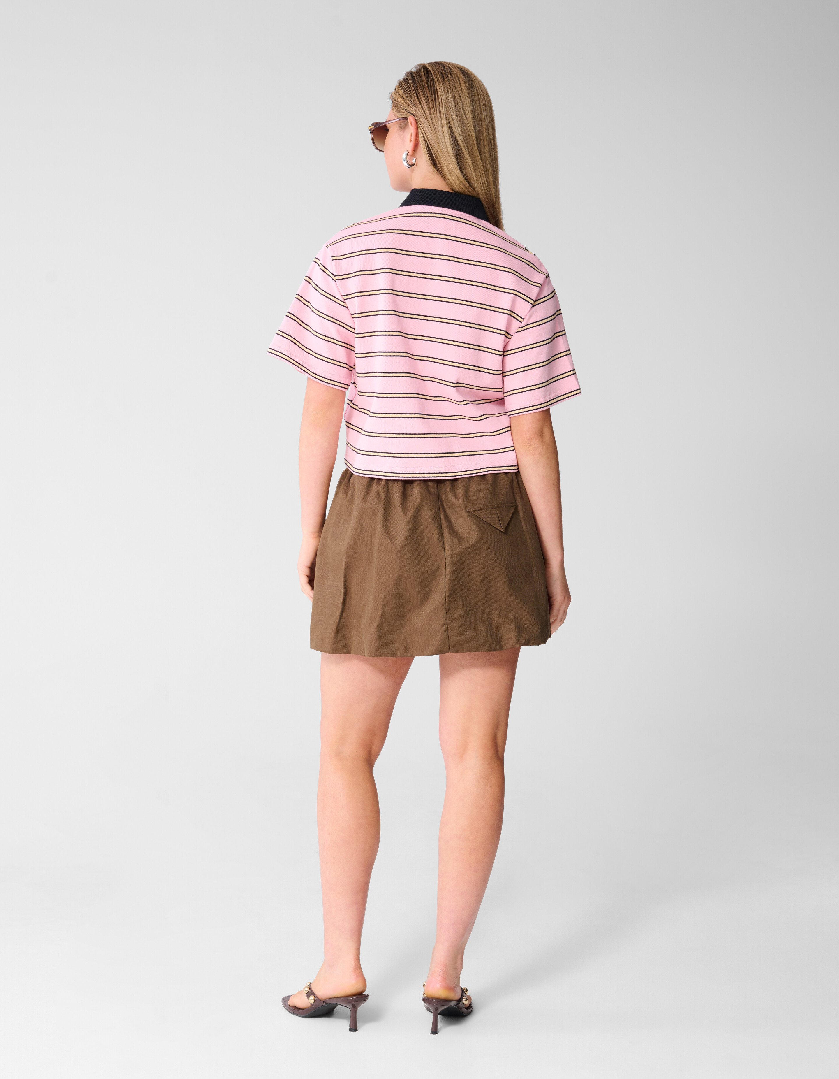 Oversized Pinstripe Strass Polo Roze SHOEBY WOMEN