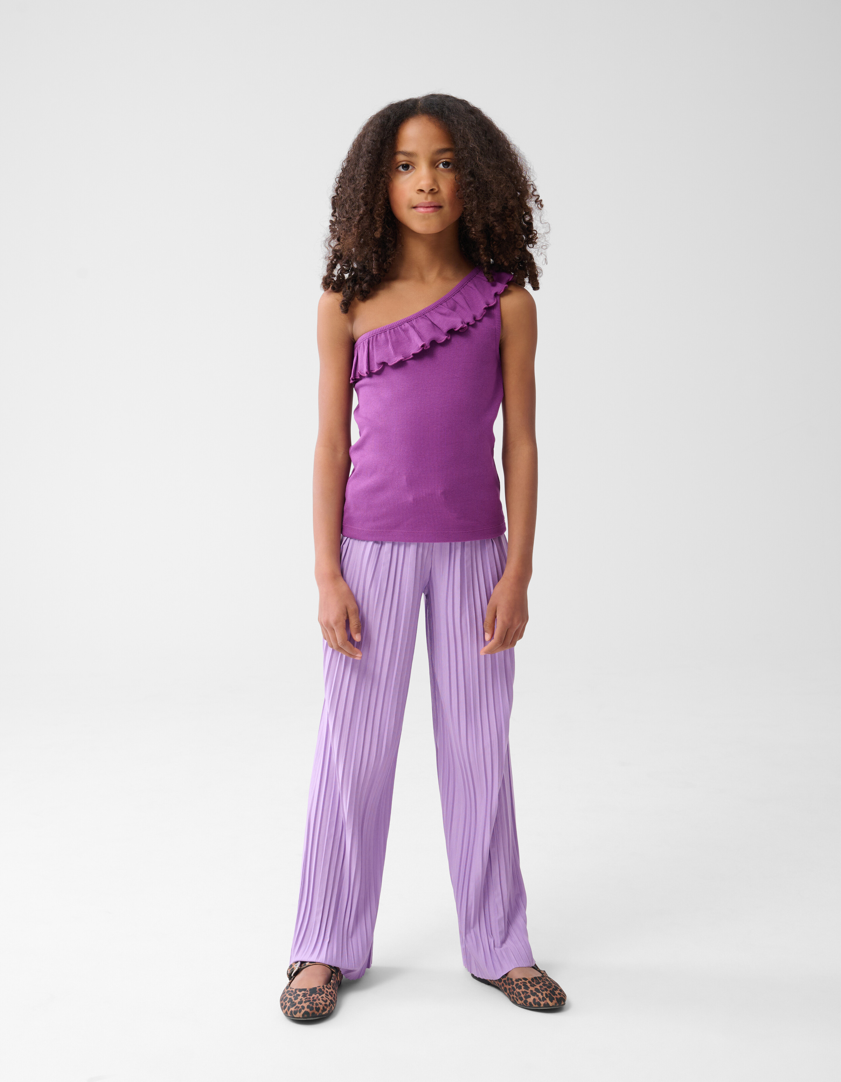 One Shoulder Ruffle Top Paars SHOEBY GIRLS
