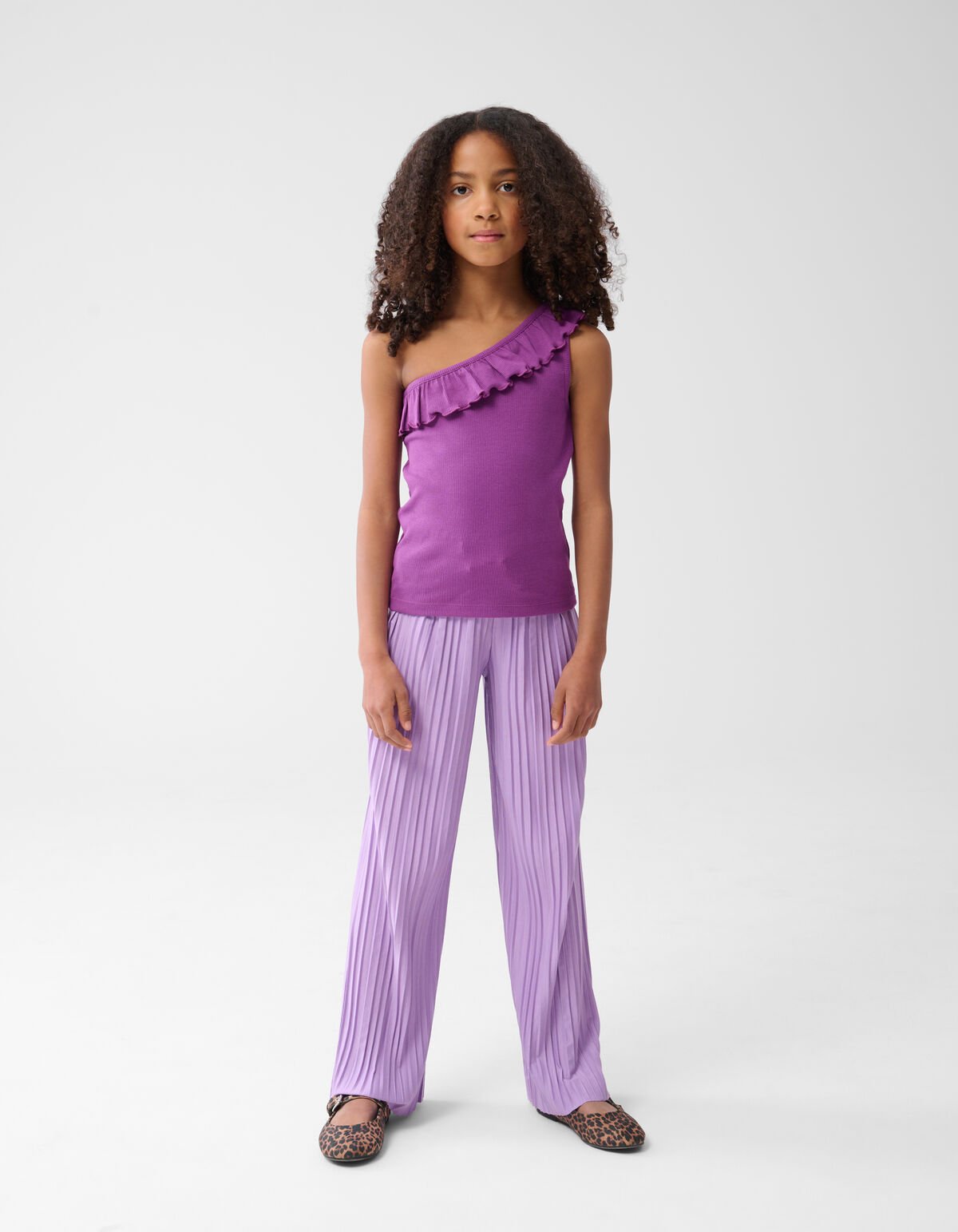 One Shoulder Ruffle Top Paars SHOEBY GIRLS