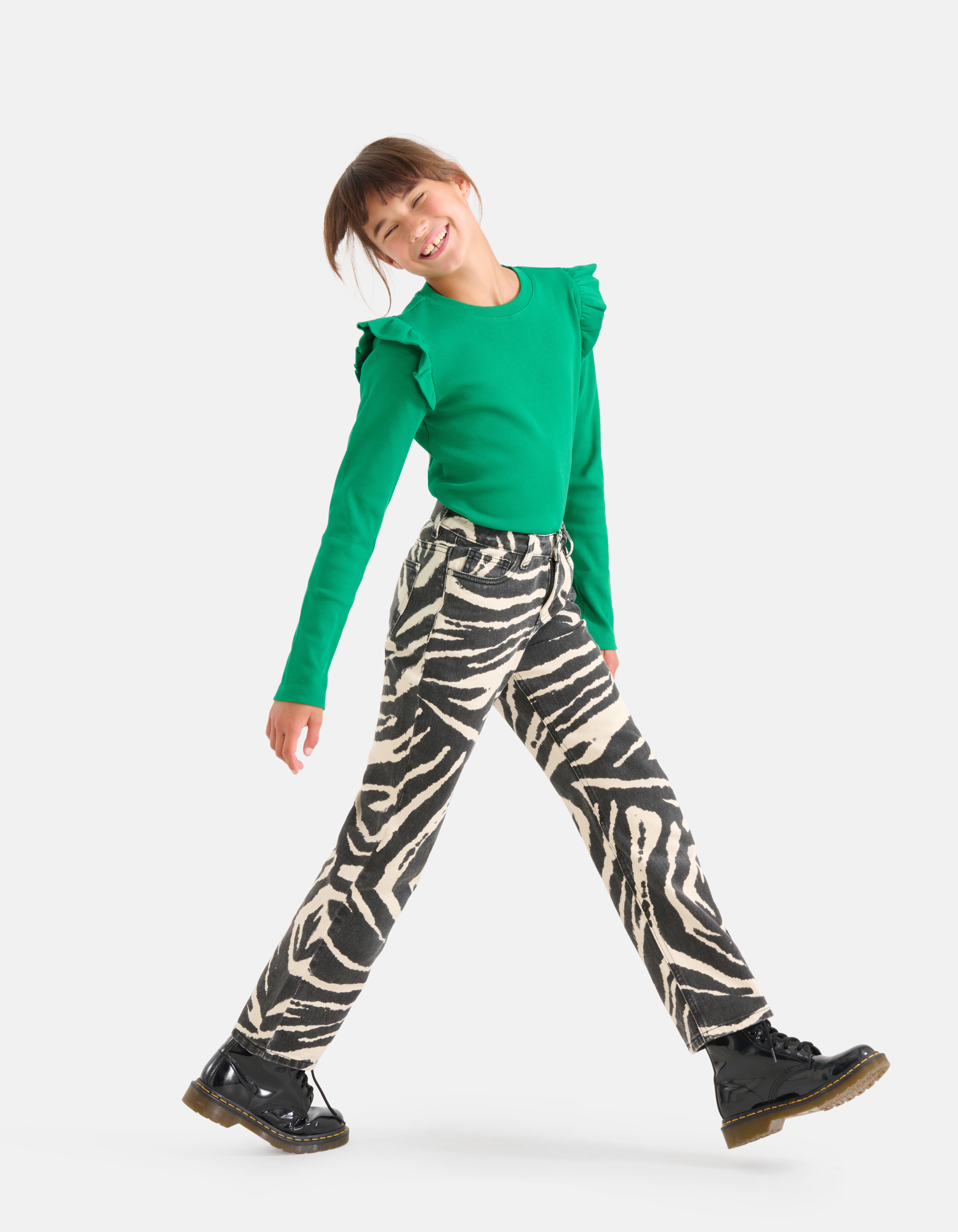 Printed Straight Denim Jeans Zwart SHOEBY GIRLS