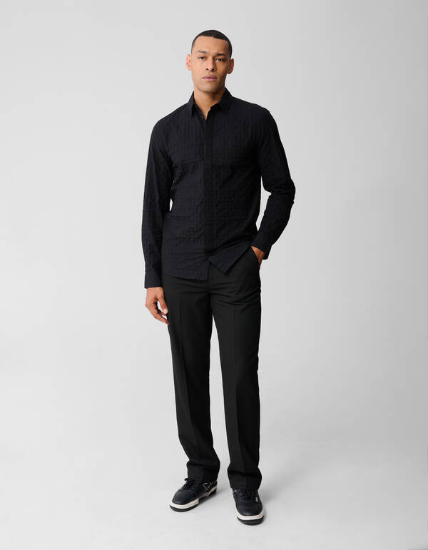 Cube Structuur Overhemd Zwart SHOEBY MEN