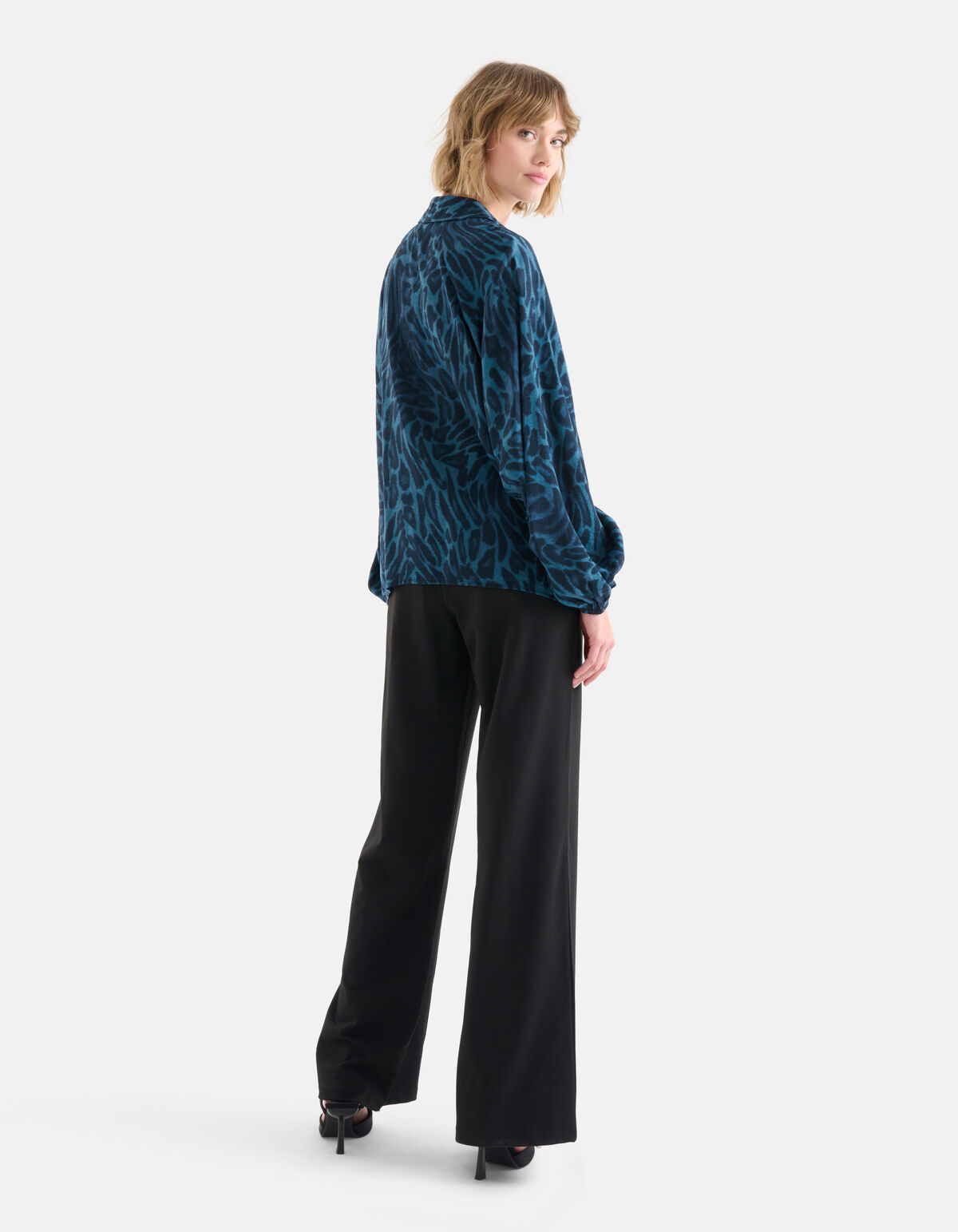 Leopard Print Blouse Blauw SHOEBY WOMEN