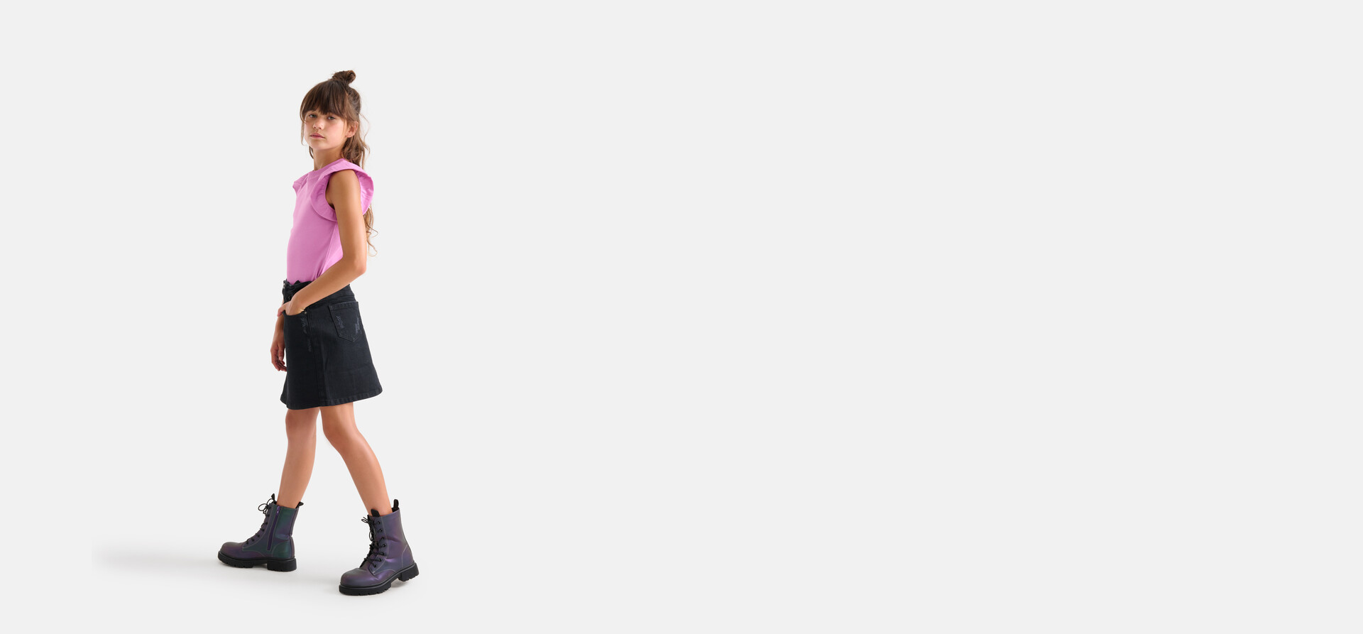 Ruffle Rib Top Paars SHOEBY GIRLS
