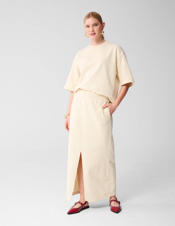 Maxi Sweat Rok Gebroken Wit SHOEBY WOMEN