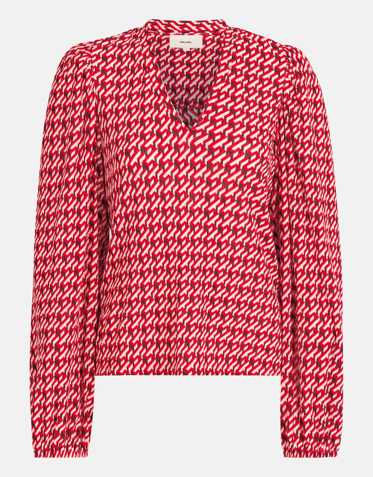 Grafische Crinkle Top Rood SHOEBY WOMEN