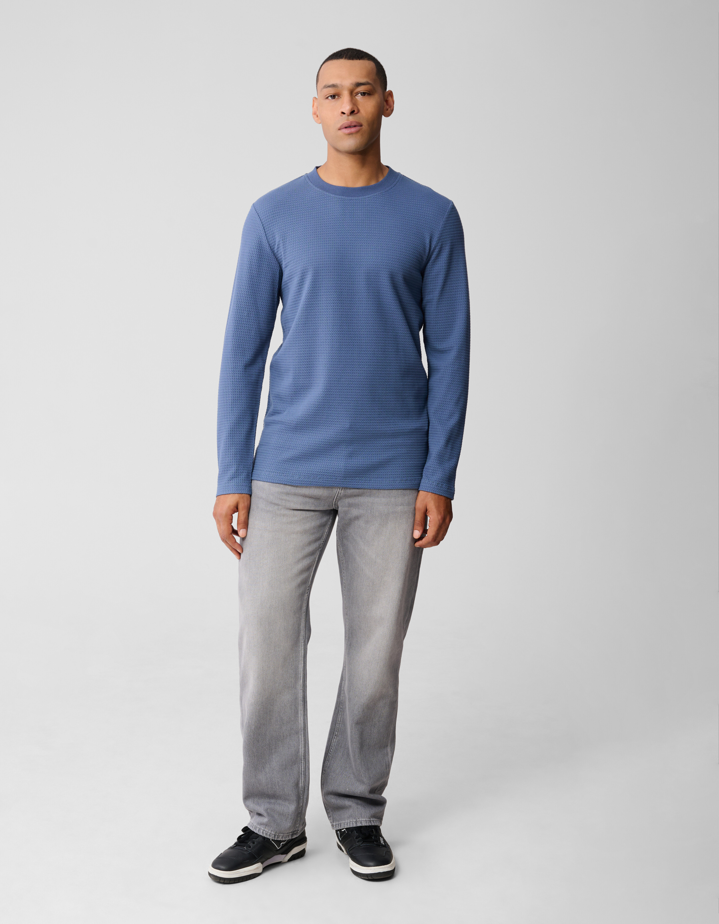 Structuur Longsleeve T-shirt Blauw SHOEBY MEN