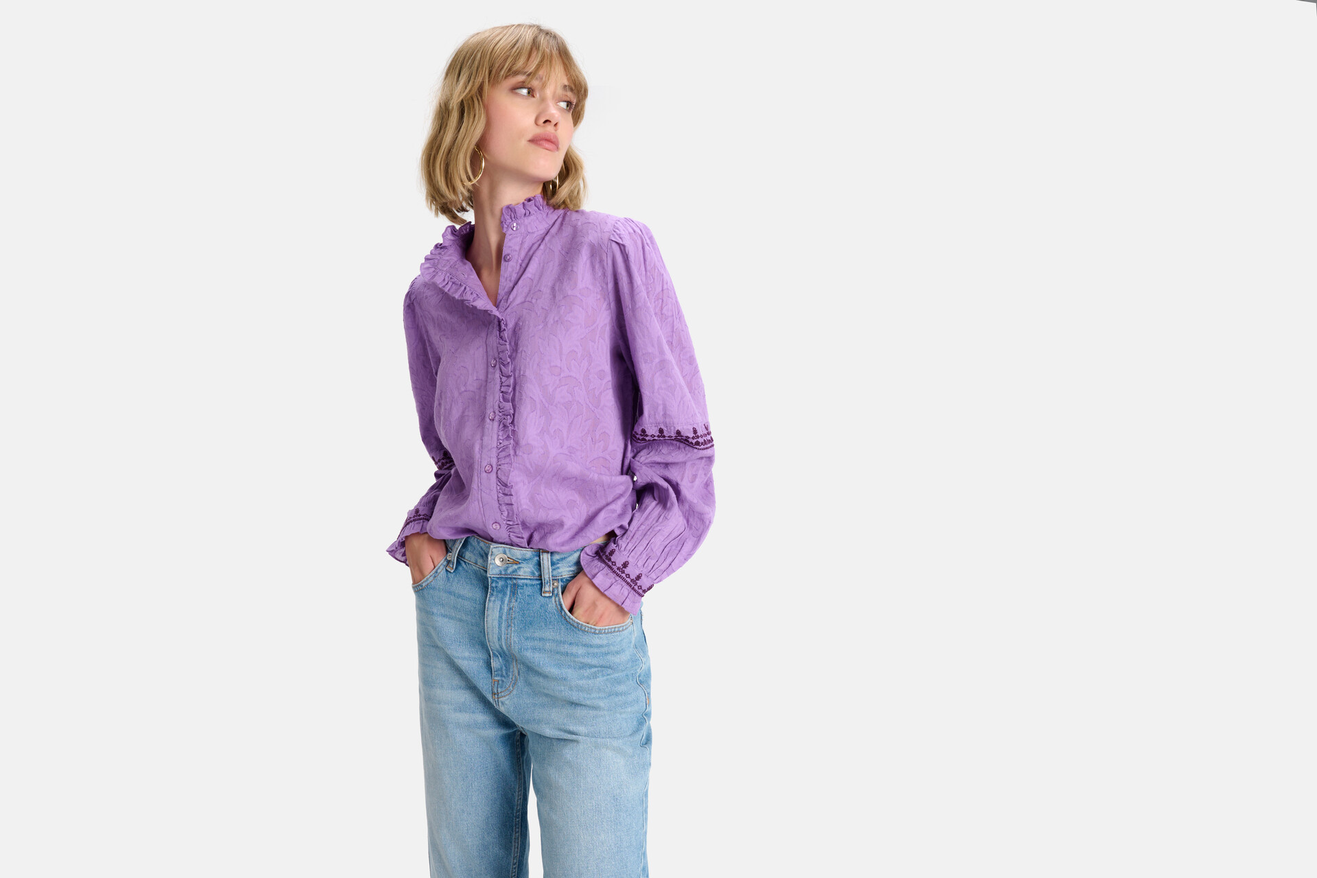 Jacquard Blouse Lichtpaars SHOEBY WOMEN