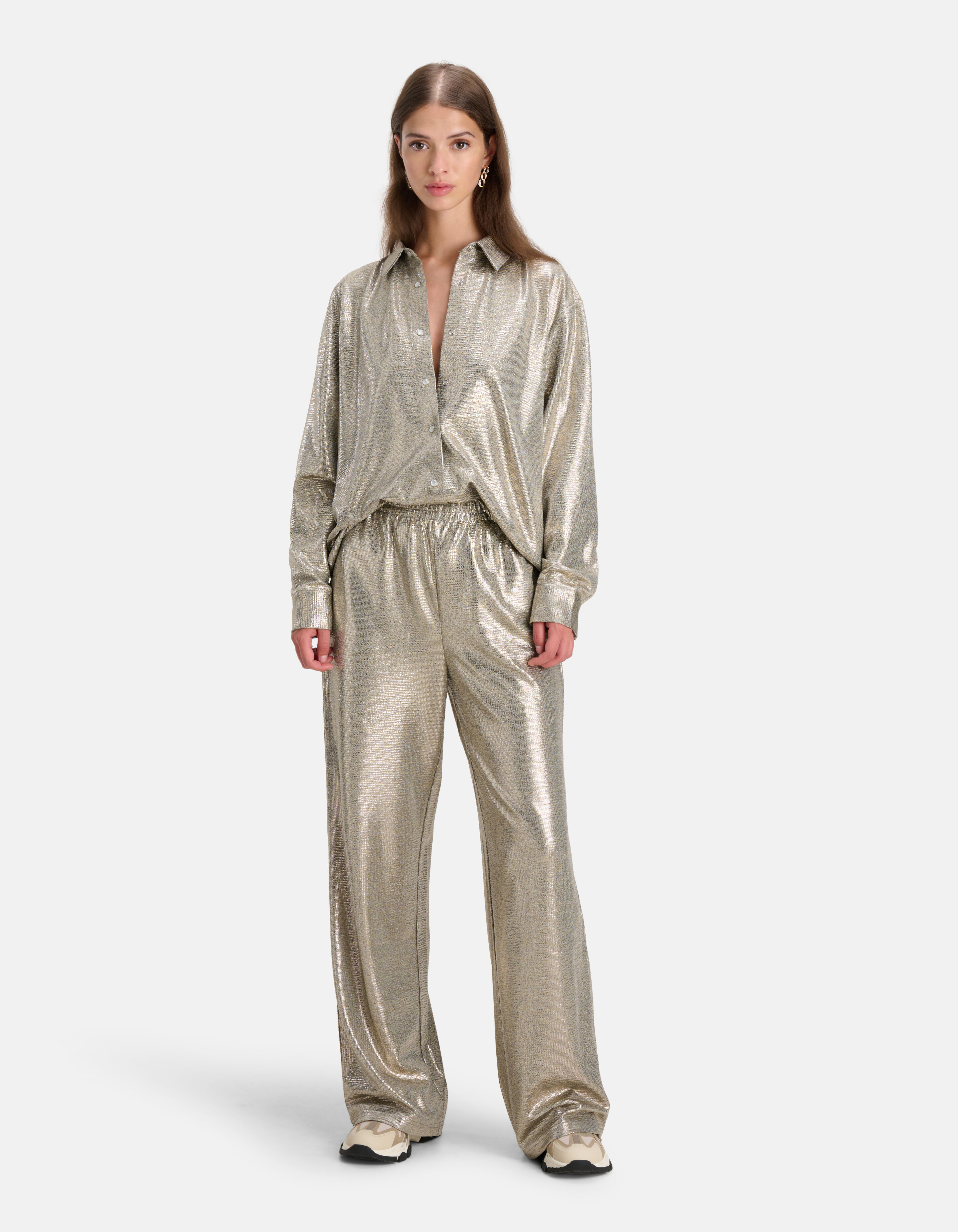Oversized Coated Blouse Zilver SHOEBY WOMEN