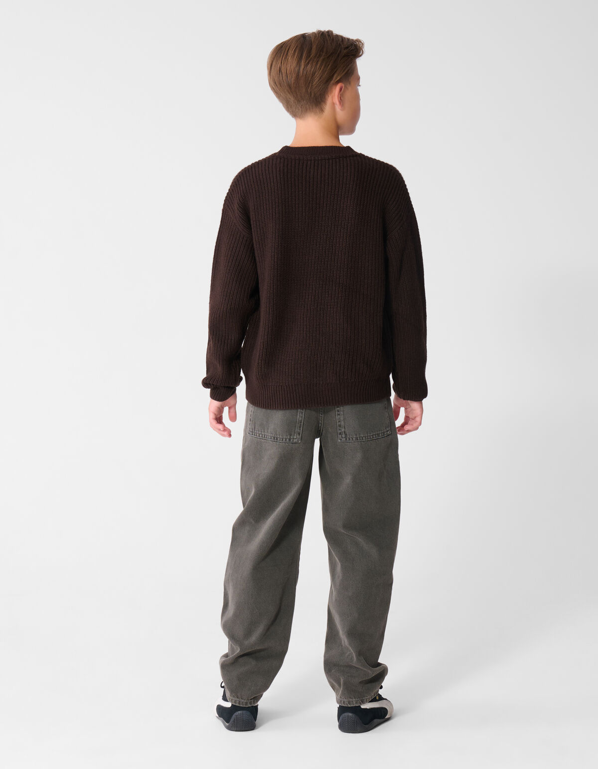 Relaxed Embroidery Gebreide Trui Donkerbruin SHOEBY BOYS