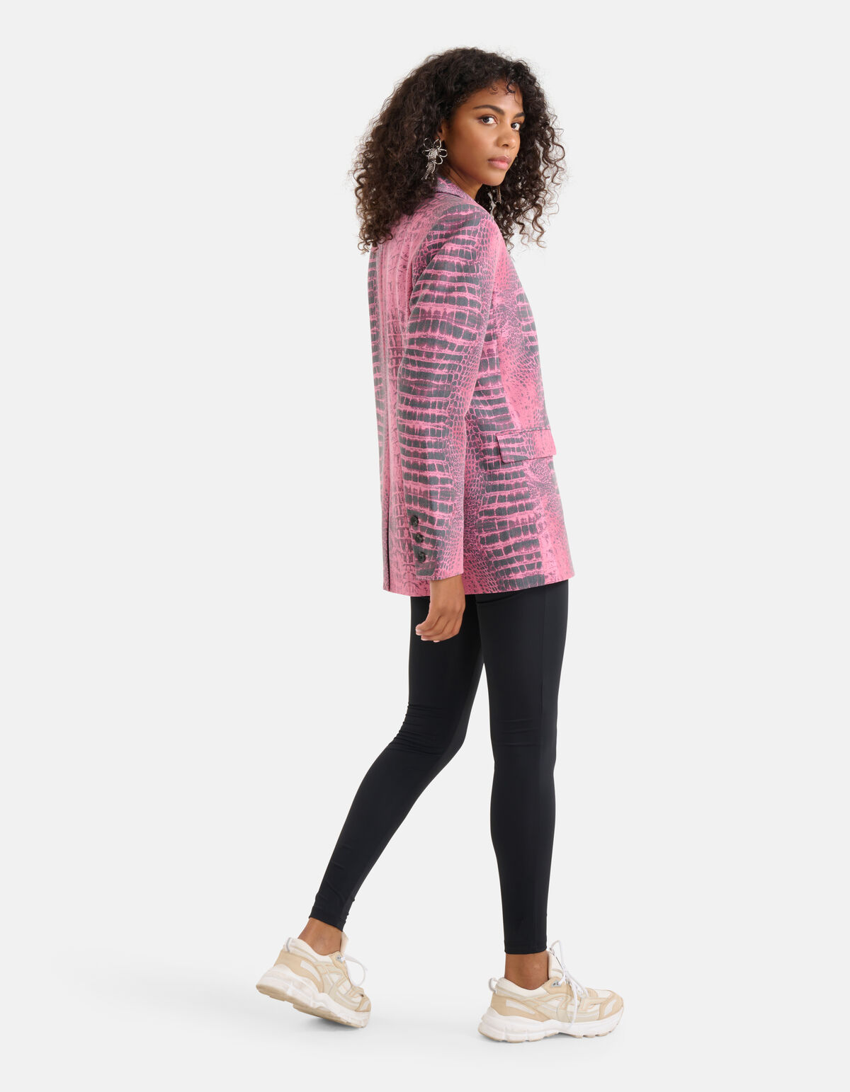 Oversized Croco Print Blazer Roze SHOEBY WOMEN