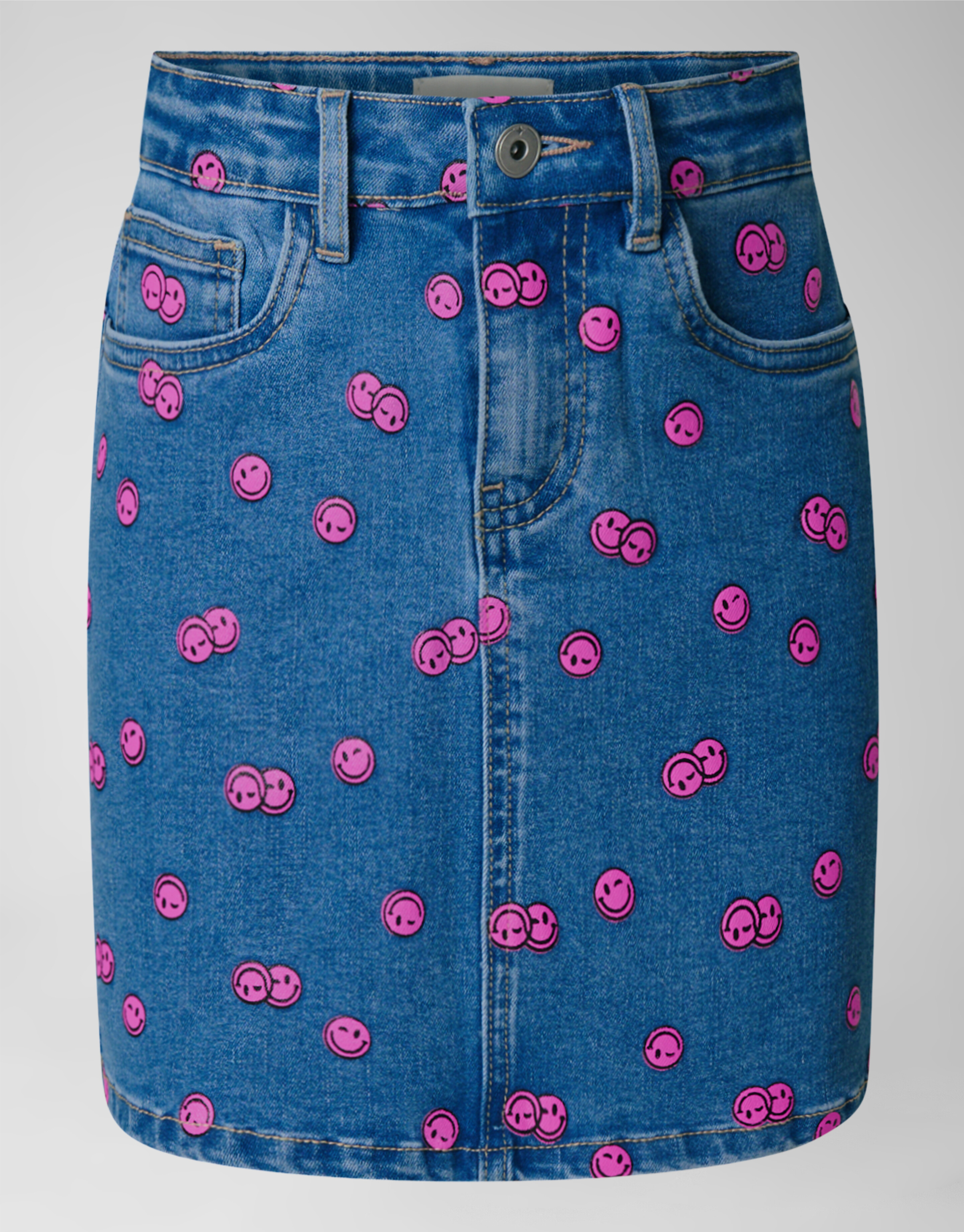 Printed Denim Mini Rok Blauw SHOEBY GIRLS