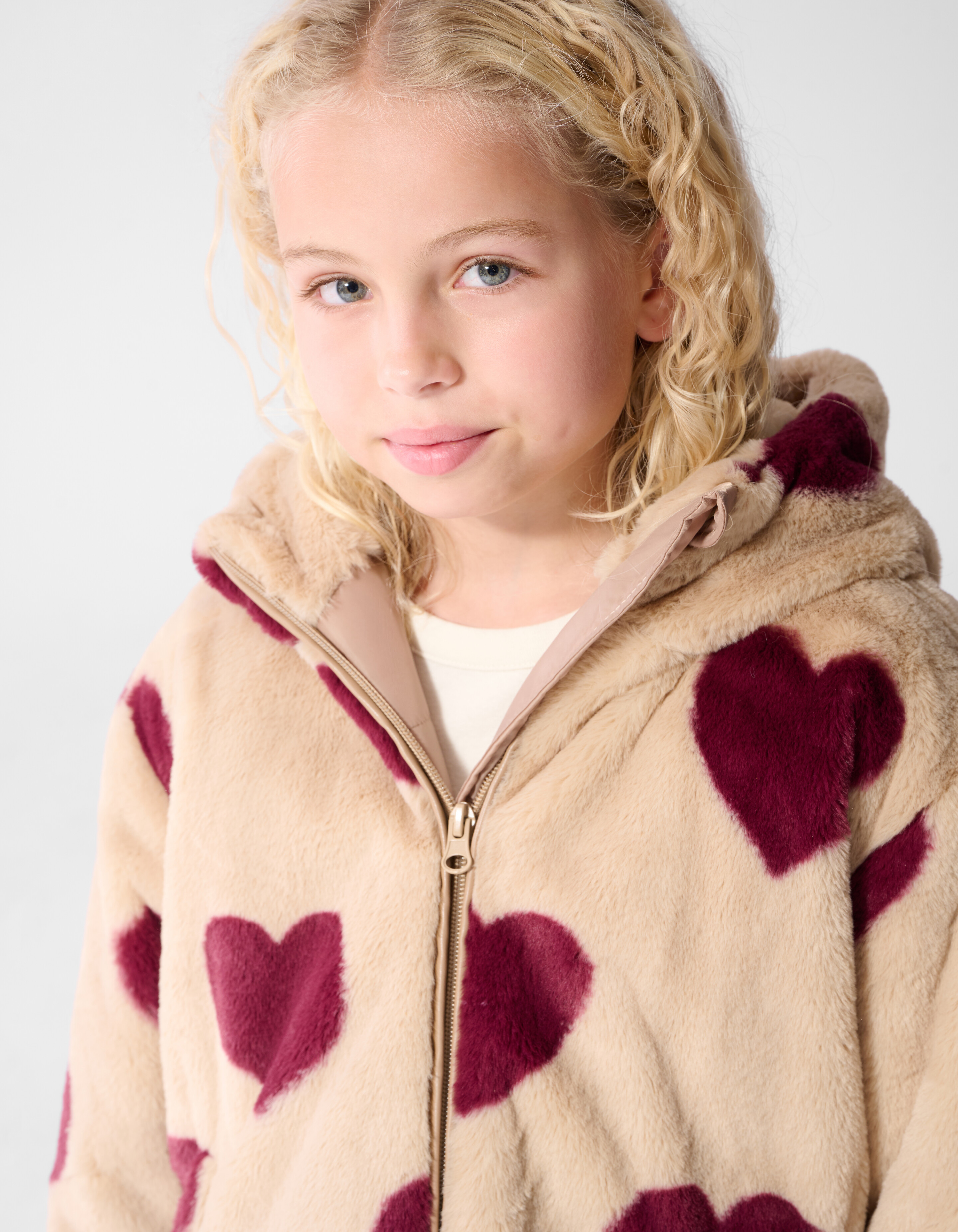 Heart Printed Winterjas Beige SHOEBY GIRLS
