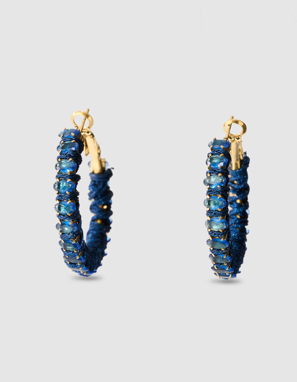 Strass Hoop Oorbellen Goud/Blauw SHOEBY ACCESSOIRES