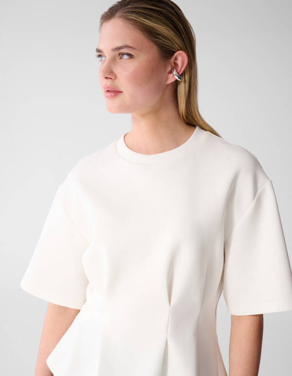 Peplum Scuba T-shirt Gebroken Wit SHOEBY WOMEN