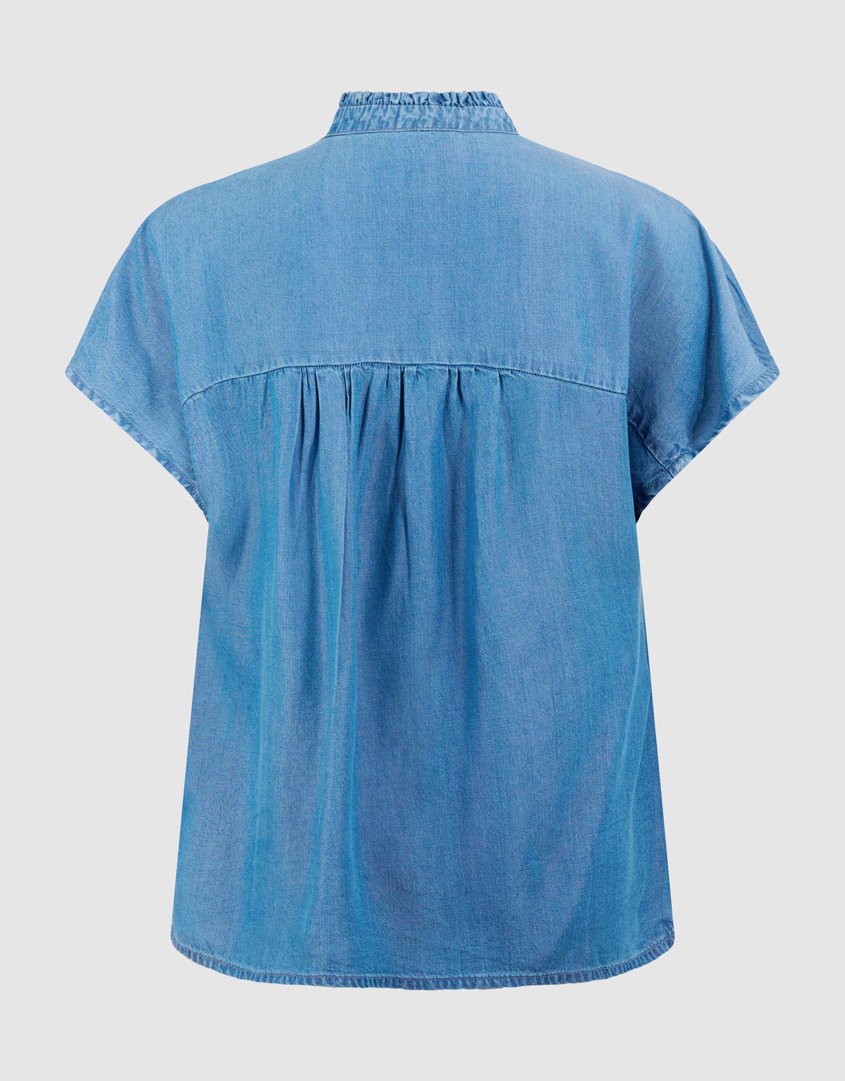 Stud Denim Ruffle Top Blauw SHOEBY WOMEN