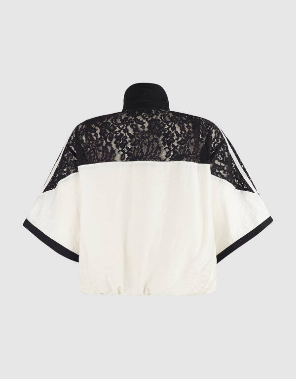 Lace Mix Track Blouse Zwart/Gebroken Wit SHOEBY WOMEN