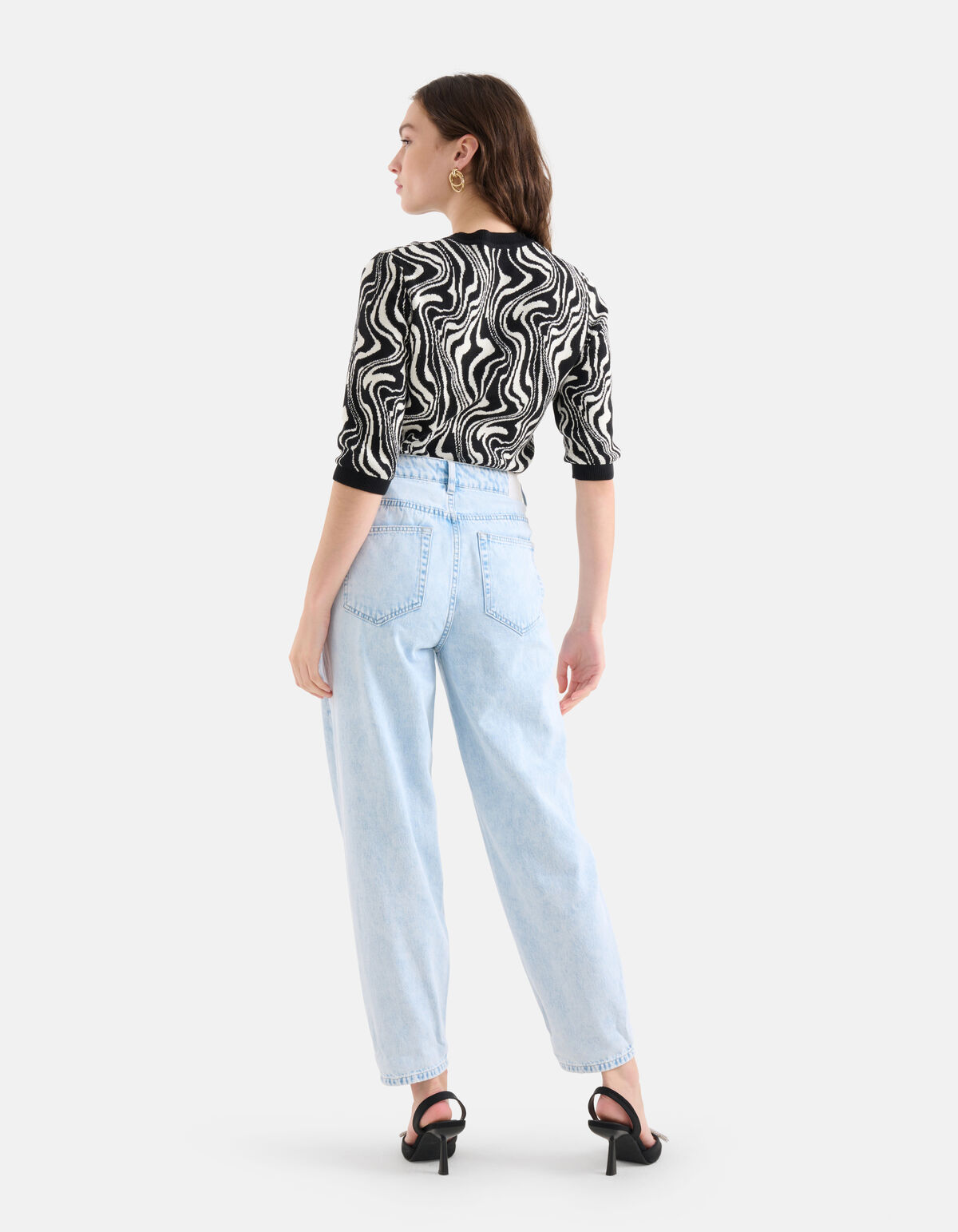 Jacquard Swirl Trui Zwart/Wit SHOEBY WOMEN