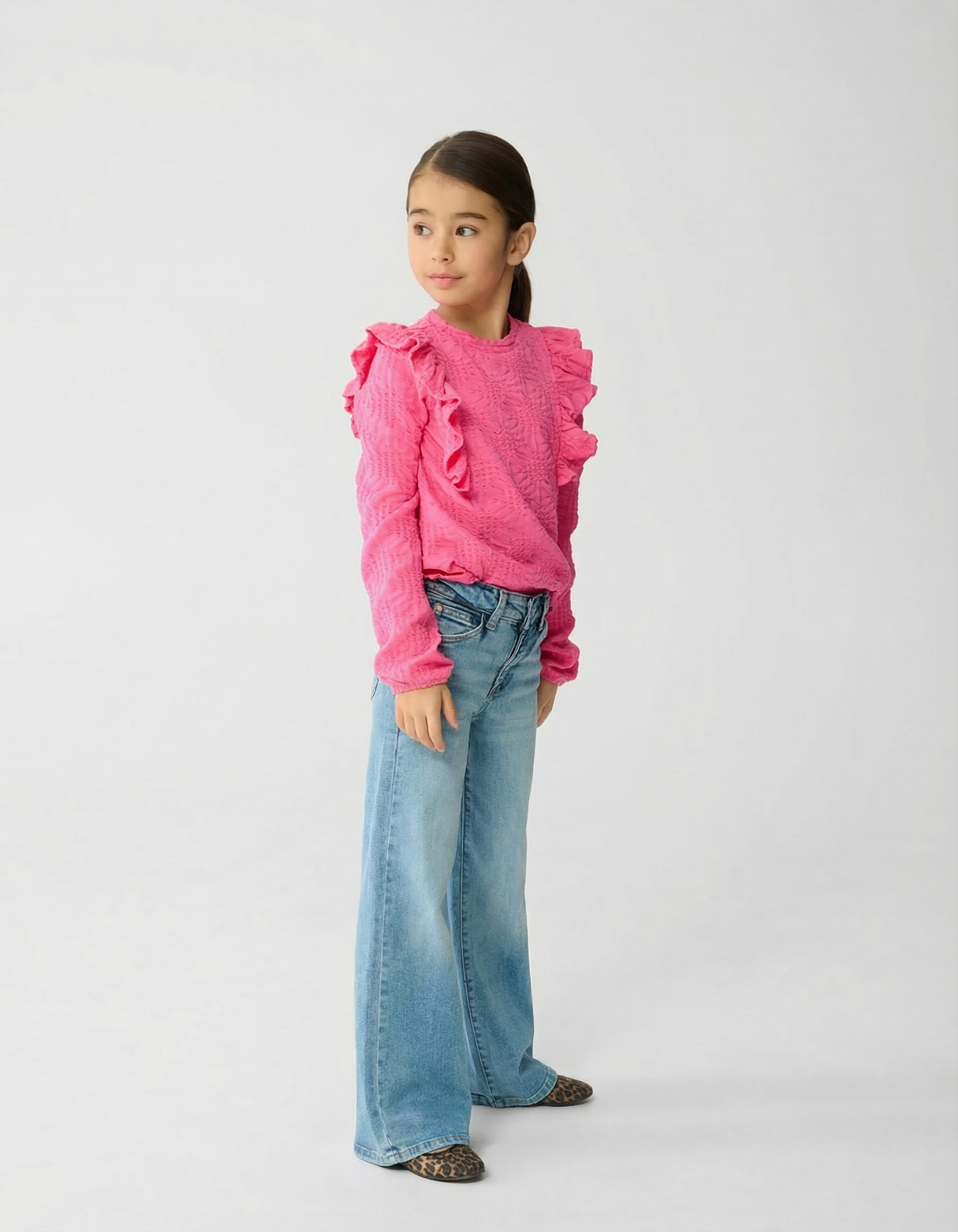 Ruffle Longsleeve Top Lichtroze SHOEBY GIRLS