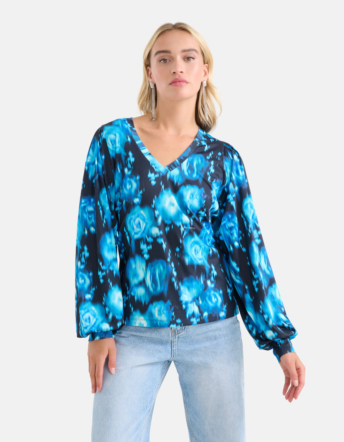 Rib Jersey Longsleeve Blauw SHOEBY WOMEN
