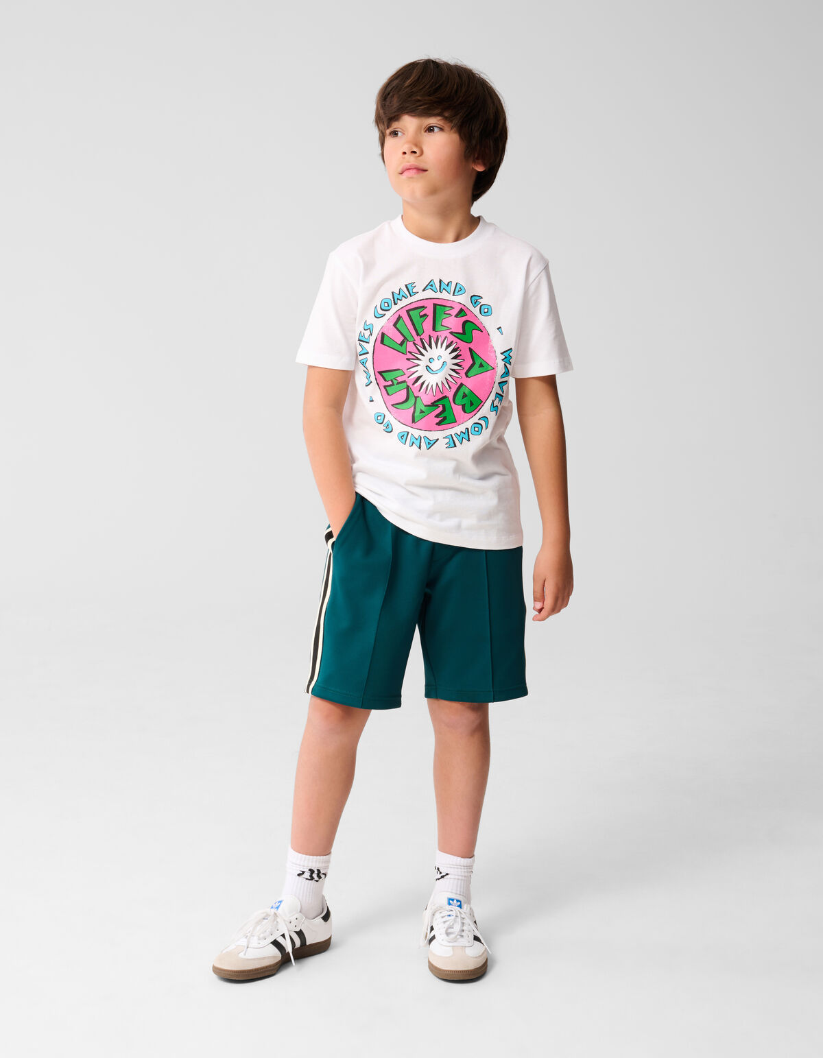 Beach Artwork T-shirt Wit SHOEBY BOYS