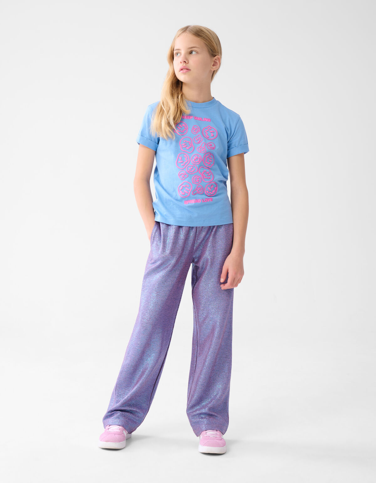 Metallic Wide Leg Broek Paars SHOEBY GIRLS