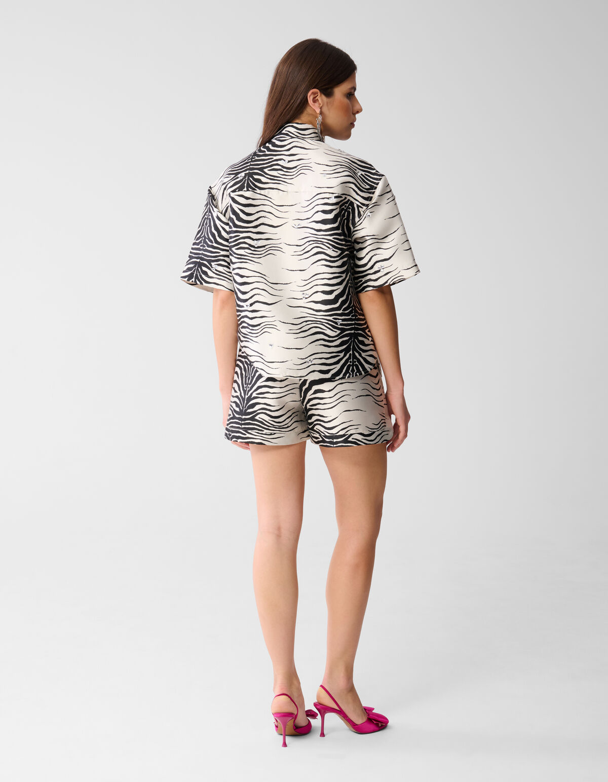 Zebra Print Blouse Zwart/Gebroken wit SHOEBY WOMEN