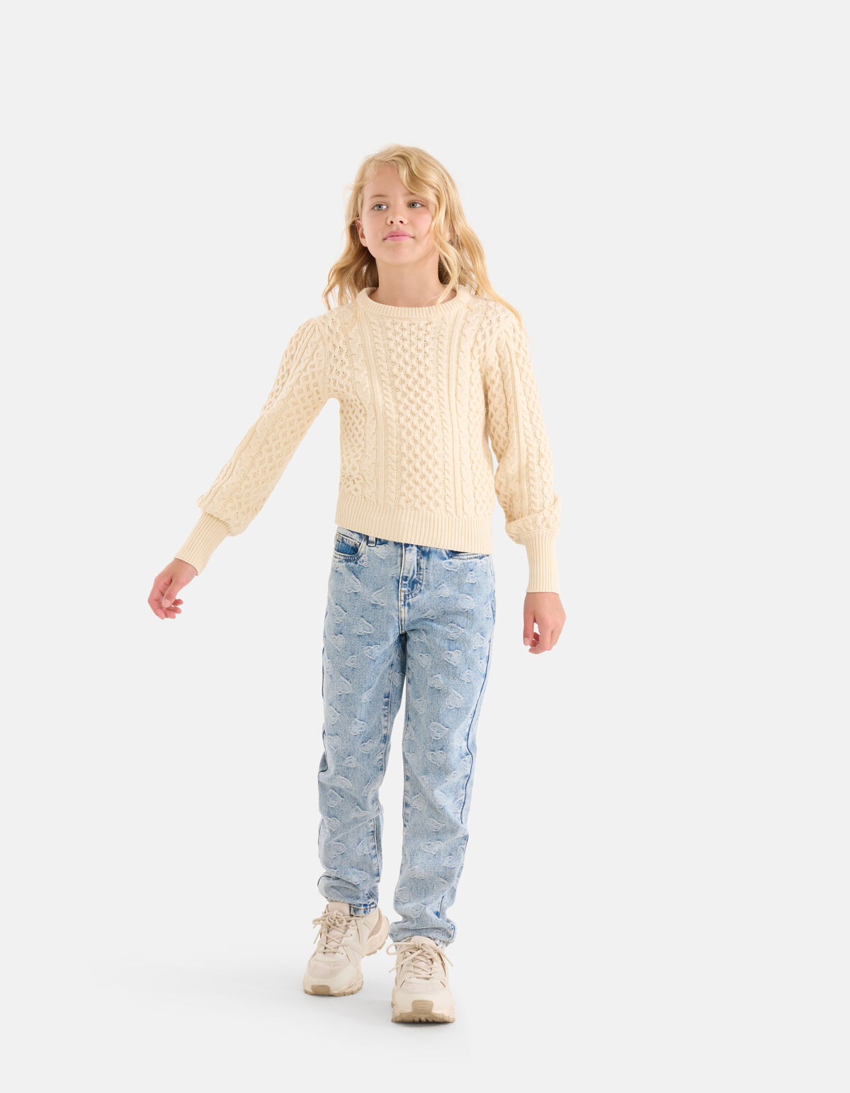 Gebreide Kabeltrui Gebroken Wit SHOEBY GIRLS