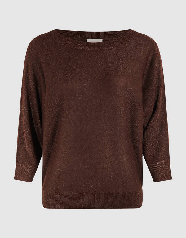 Glitter Vleermuis Trui Bruin SHOEBY WOMEN