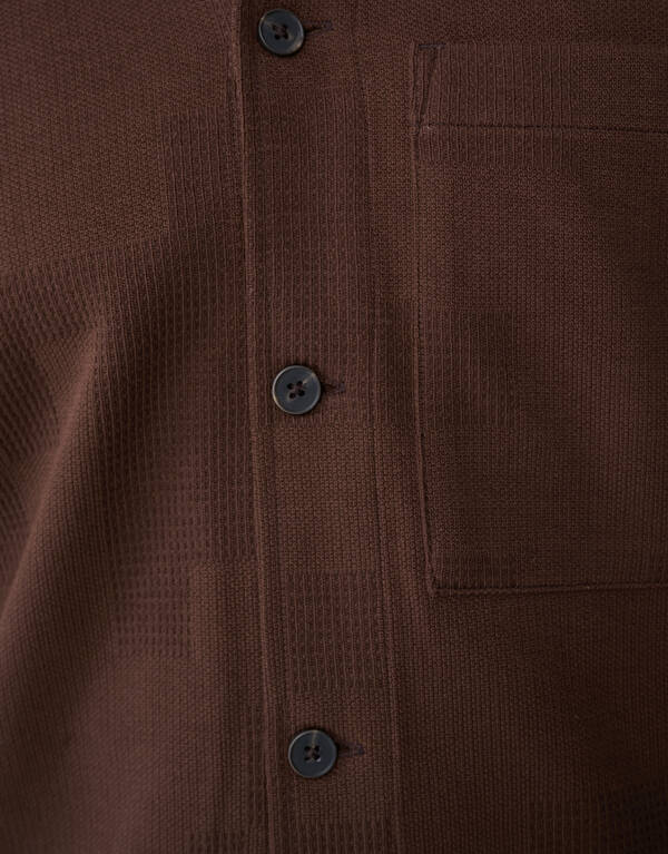 Ruiten Jacquard Overhemd Donkerbruin SHOEBY MEN