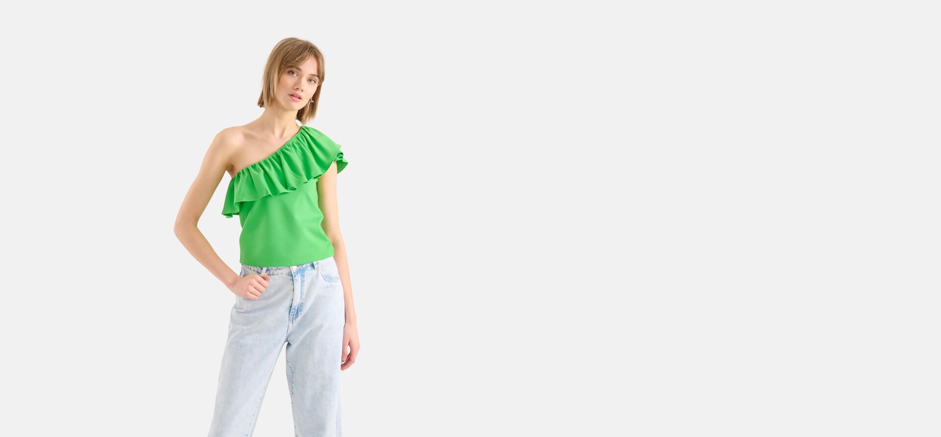 Ruffle Top Groen SHOEBY WOMEN