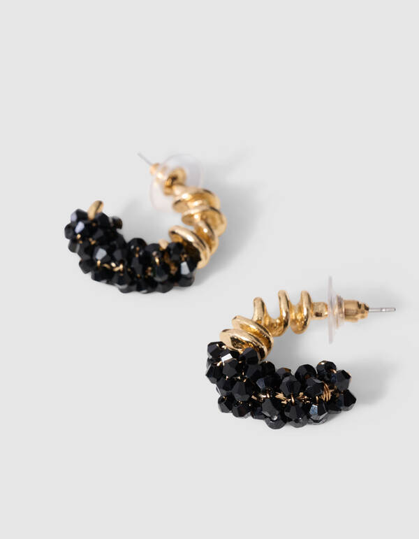 Small Swirl Ring Oorbellen Goud/Zwart SHOEBY ACCESSOIRES