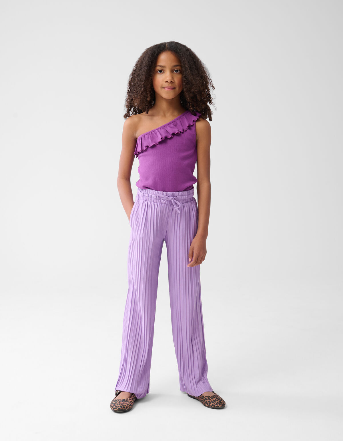 One Shoulder Ruffle Top Paars SHOEBY GIRLS