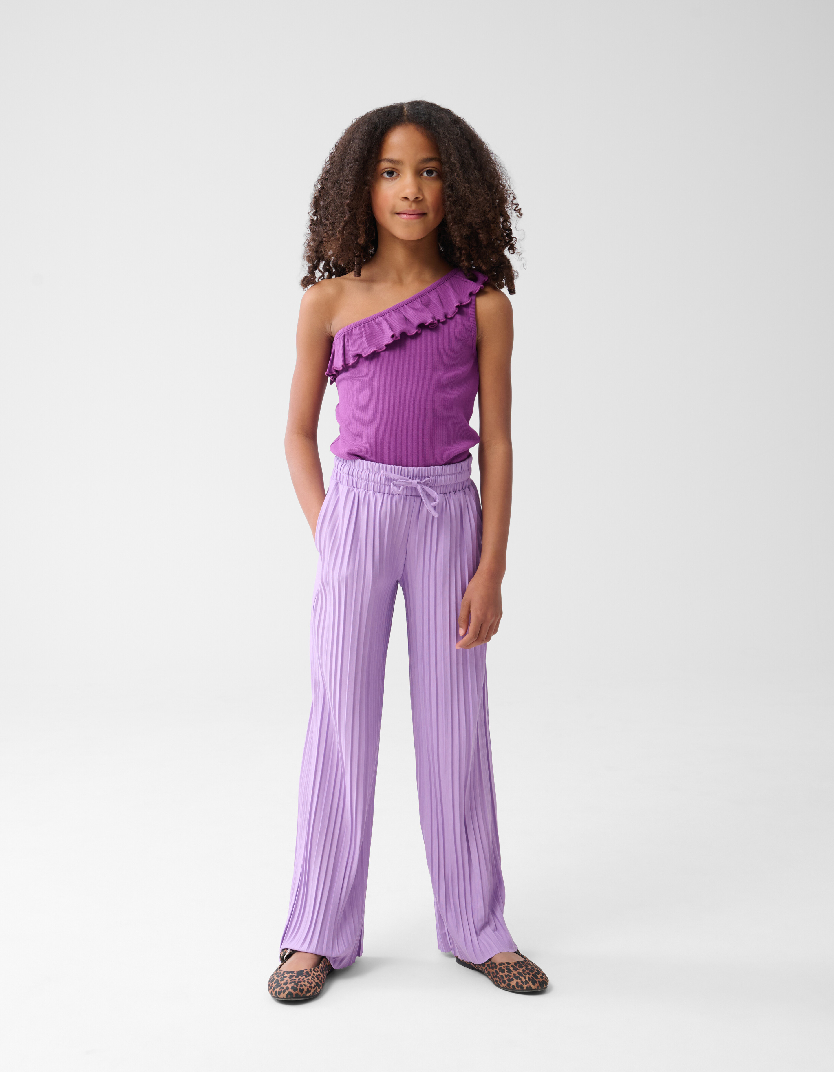 One Shoulder Ruffle Top Paars SHOEBY GIRLS