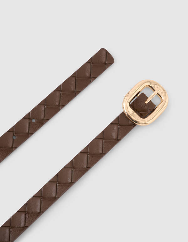Gevlochten Riem Donkerbruin SHOEBY ACCESSOIRES