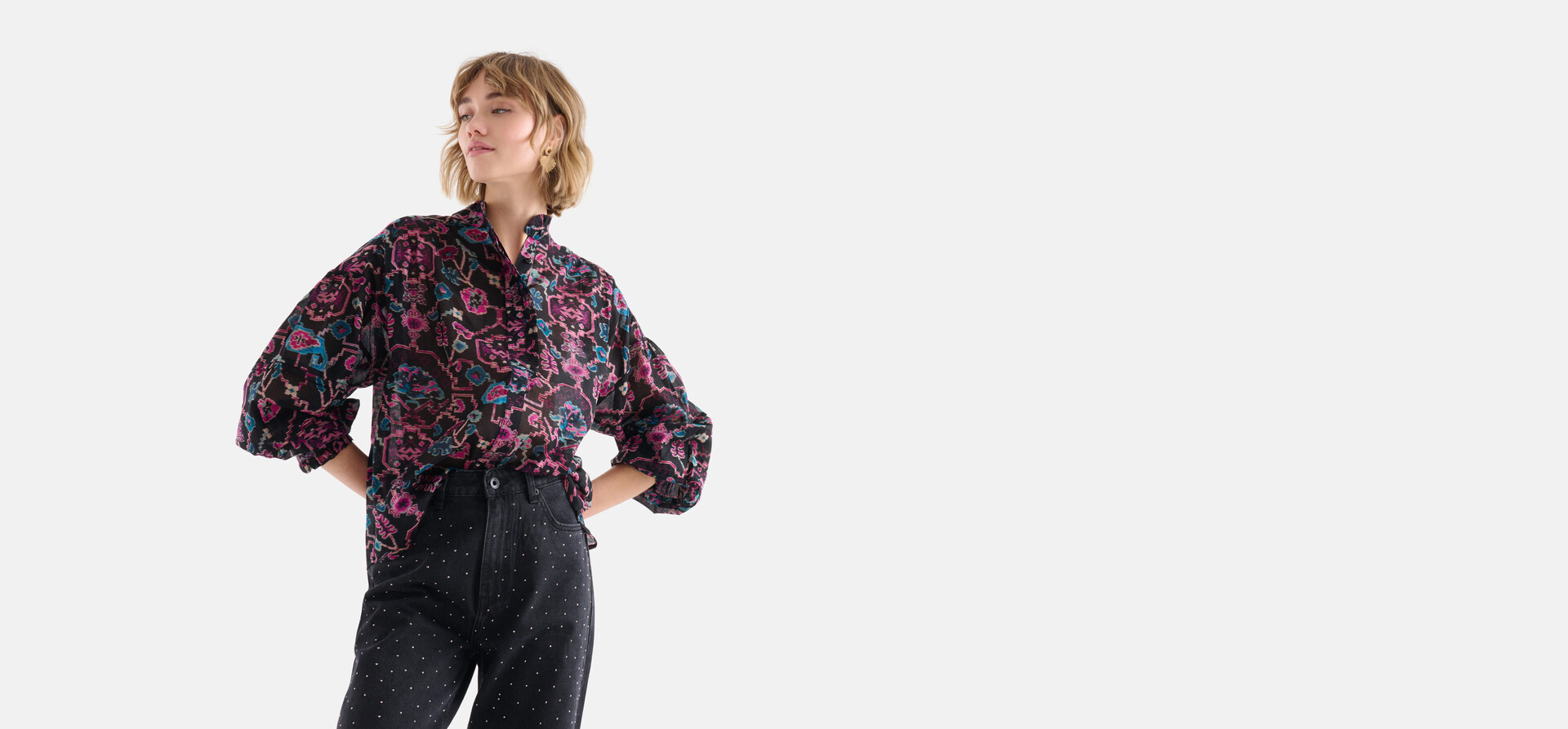 Grafische Print Blouse Zwart SHOEBY WOMEN