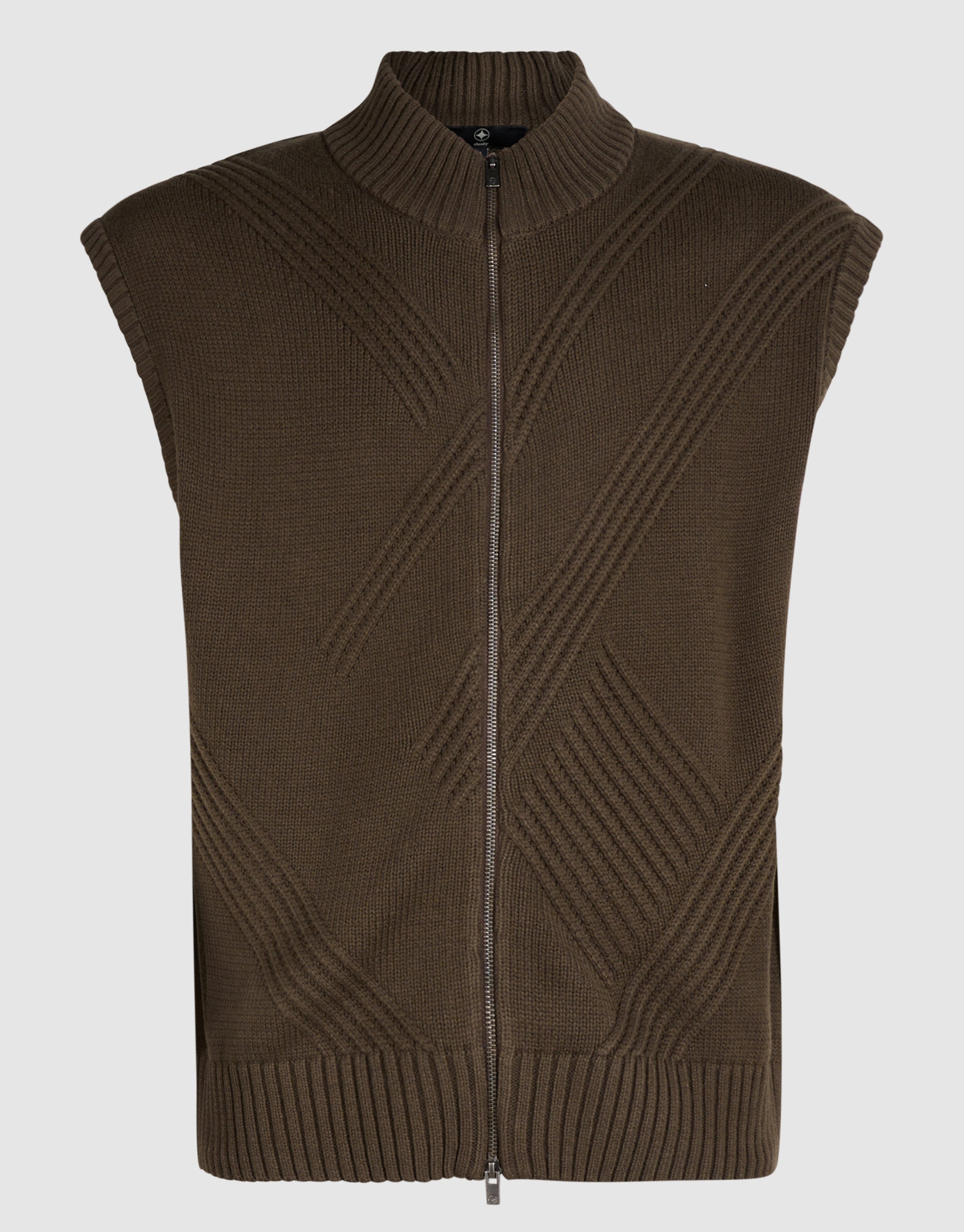 Gebreide Bodywarmer Donkerbruin SHOEBY MEN