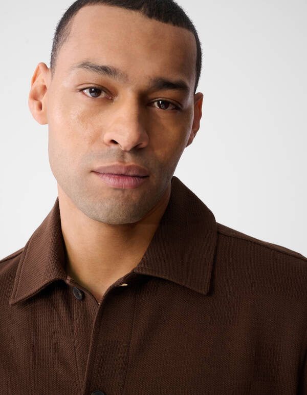 Ruiten Jacquard Overhemd Donkerbruin SHOEBY MEN